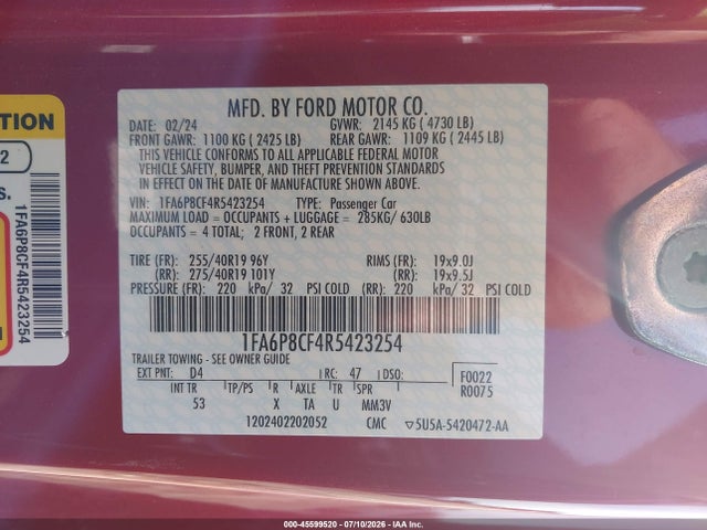 Ford Mustang Gt Premium Fastback 2024 1FA6P8CF4R5423254 Image 9