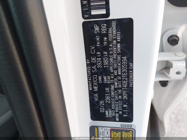 45599558 :رقم المزاد ، 3KPFT4DE2TE305994 vin ، 2026 Kia K4 Lxs مزاد بيع