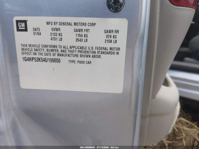 45599580 :رقم المزاد ، 1G4HP52K54U199650 vin ، 2004 Buick Lesabre Custom مزاد بيع