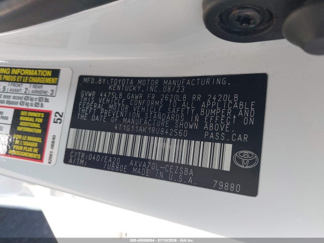 4T1G11AK1RU842560 Toyota CAMRY SE