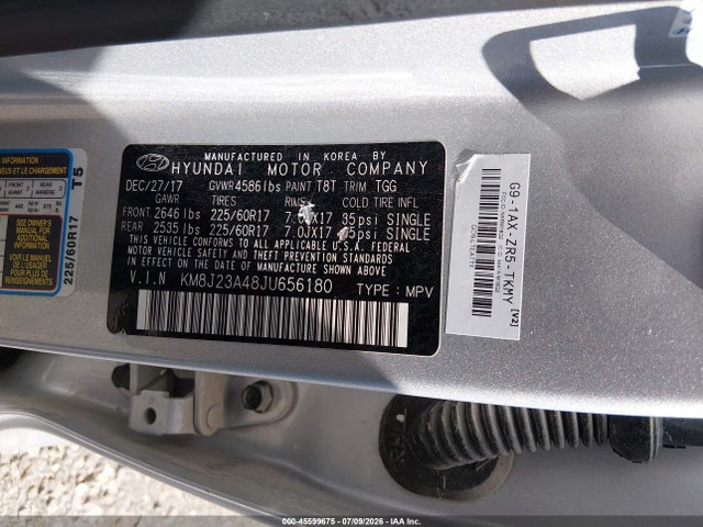 Aukcja sprzedaży 2018 Hyundai Tucson Se, vin: KM8J23A48JU656180, numer aukcji: 45599675