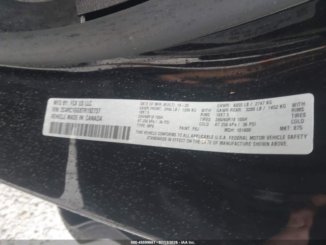 Продажа на аукционе авто 2026 Chrysler Pacifica Limited, vin: 2C4RC1GG8TR192737, номер лота: 45599681