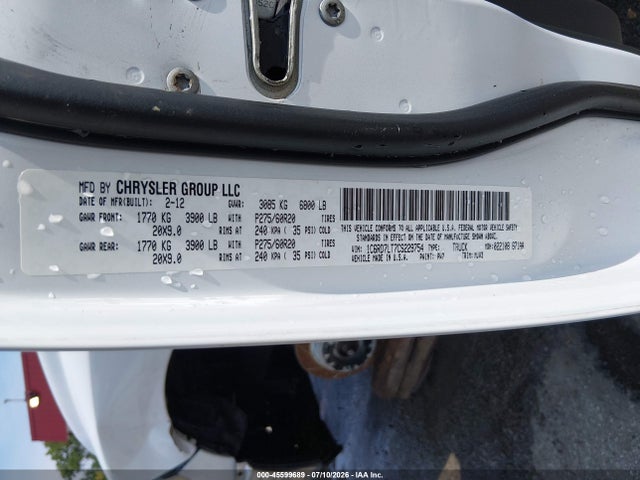 Продажа на аукционе авто 2012 Ram 1500 Lone Star, vin: 1C6RD7LT7CS229754, номер лота: 45599689