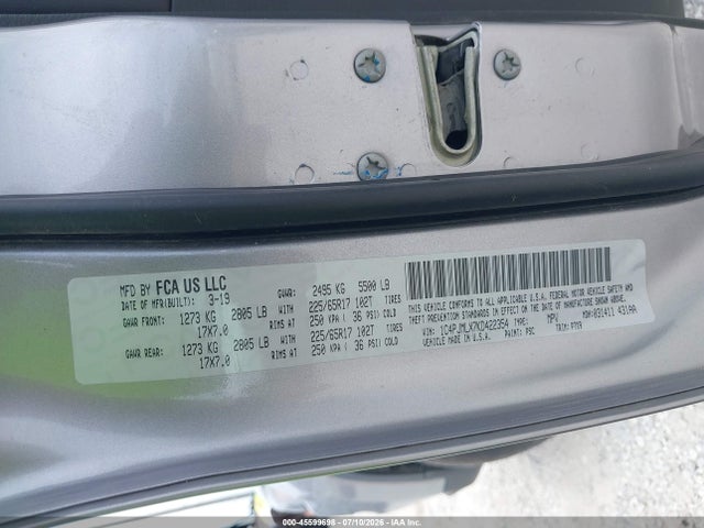 Aukcja sprzedaży 2019 Jeep Cherokee Latitude Plus 4x4, vin: 1C4PJMLX7KD422354, numer aukcji: 45599698