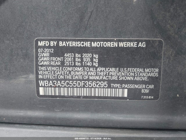 Продаж на аукціоні авто 2013 Bmw 328i, vin: WBA3A5C55DF356295, номер лоту: 45599733