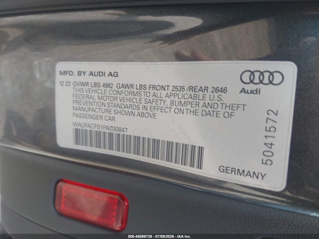 Продажа на аукционе авто 2023 Audi A5 Sportback Premium Plus 45 Tfsi S Line Quattro S Tronic, vin: WAUFACF51PA030847, номер лота: 45599739