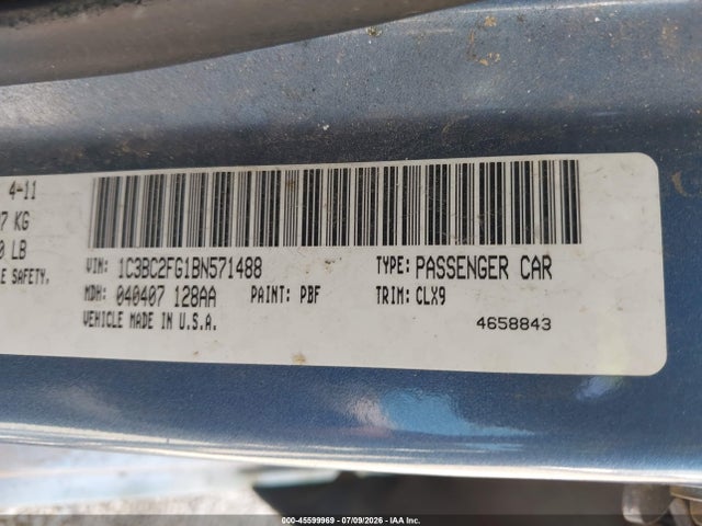 Продаж на аукціоні авто 2011 Chrysler 200 Limited, vin: 1C3BC2FG1BN571488, номер лоту: 45599969