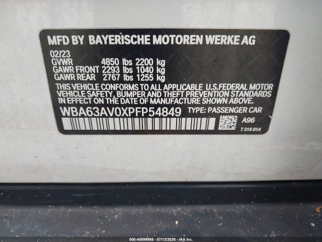 WBA63AV0XPFP54849 BMW 430i Gran Coupe