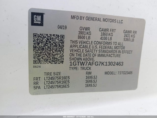 GMC Savana 2500 Work Van 2019 1GTW7AFG7K1302463 Image 9