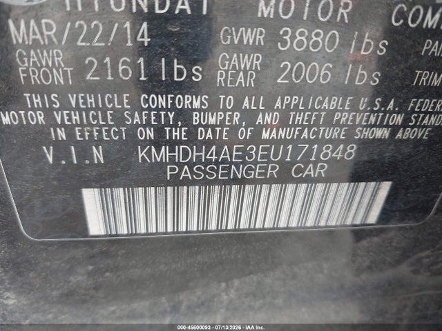 Hyundai Elantra Limited 2014 KMHDH4AE3EU171848 Image 9