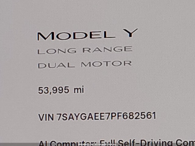 45600136 :رقم المزاد ، 7SAYGAEE7PF682561 vin ، 2023 Tesla Model Y مزاد بيع