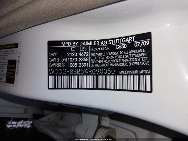 2010 Mercedes-benz C 300 Luxury 4matic/sport 4matic მანქანა იყიდება აუქციონზე, vin: WDDGF8BB5AR090050, აუქციონის ნომერი: 45600281