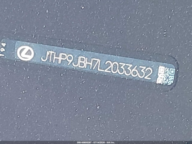 45600297 :رقم المزاد ، JTHP9JBH7L2033632 vin ، 2020 Lexus Ux 250h مزاد بيع