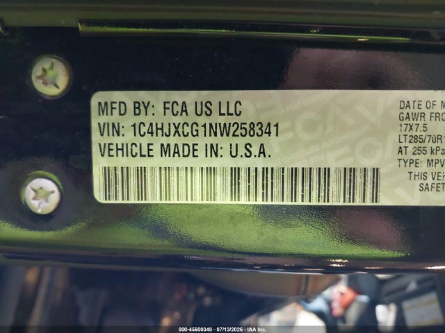 Продаж на аукціоні авто 2022 Jeep Wrangler Rubicon 4x4, vin: 1C4HJXCG1NW258341, номер лоту: 45600348