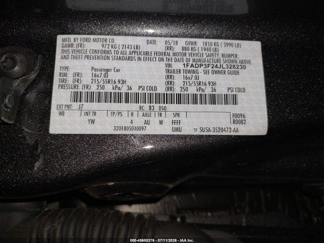 Ford FOCUS SE 2018 1FADP3F24JL328230 Image 9