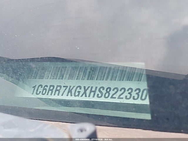 45600400 :رقم المزاد ، 1C6RR7KGXHS822330 vin ، 2017 Ram 1500 Tradesman  4x4 5'7 Box مزاد بيع