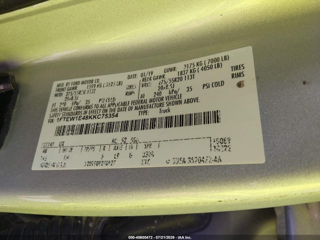 Ford F-150 Lariat 2019 1FTEW1E48KKC75354 Image 9