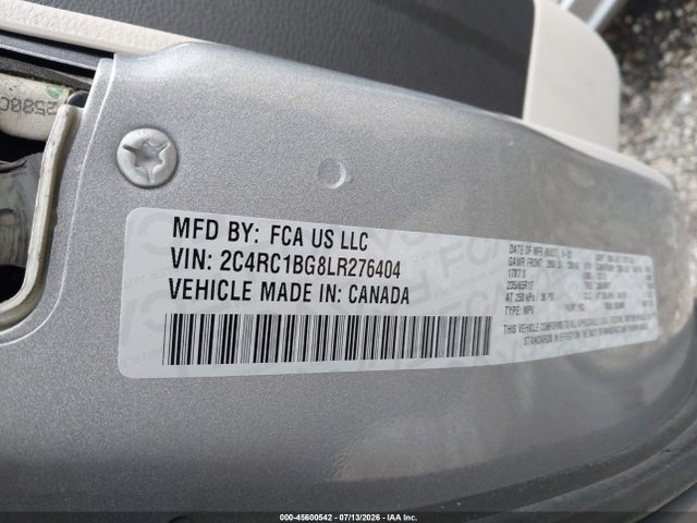 Продаж на аукціоні авто 2020 Chrysler Pacifica Touring L, vin: 2C4RC1BG8LR276404, номер лоту: 45600542