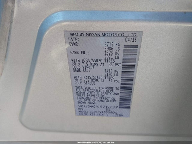 5N1AL0MM0FC526737 Infiniti QX60
