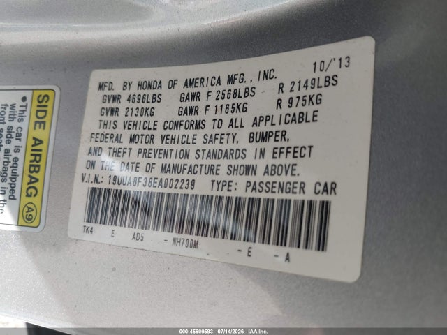 Acura Tl 3.5 Special Edition 2014 19UUA8F38EA002239 Image 9
