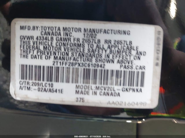 Aukcja sprzedaży 2003 Toyota Camry Solara Sle V6, vin: 2T1FF28PX3C610942, numer aukcji: 45600631