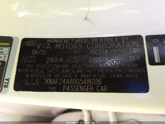 KNAFZ4A80G5486136 KIA FORTE EX
