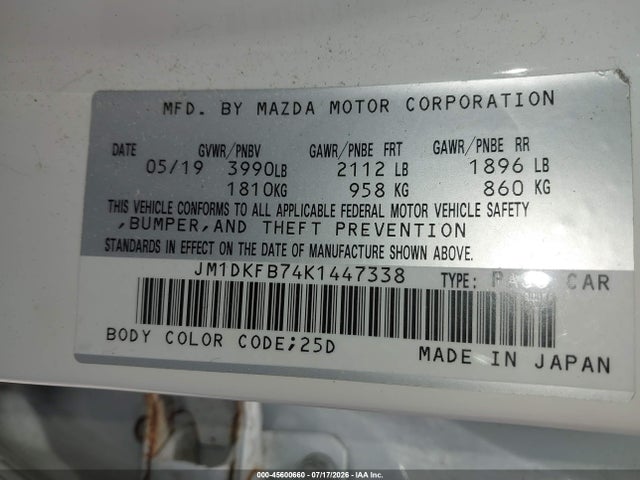 45600660 :رقم المزاد ، JM1DKFB74K1447338 vin ، 2019 Mazda Cx-3 Sport مزاد بيع