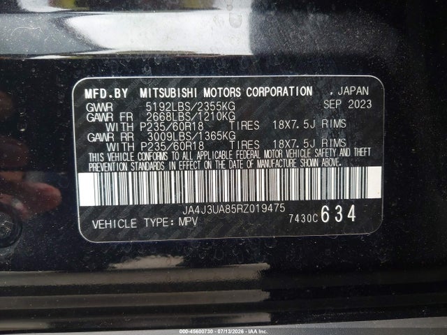 Продаж на аукціоні авто 2024 Mitsubishi Outlander Es 2.5 2wd, vin: JA4J3UA85RZ019475, номер лоту: 45600730
