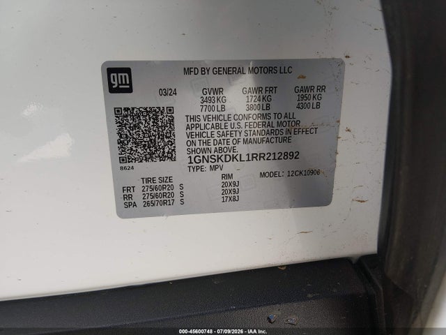 Продаж на аукціоні авто 2024 Chevrolet Suburban 4wd Z71, vin: 1GNSKDKL1RR212892, номер лоту: 45600748