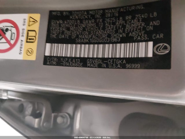 58ABK1GG0GU031963 Lexus ES 350
