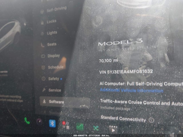 5YJ3E1EA4MF081632 Tesla Model 3 Standard Range Plus Rear-wheel Drive