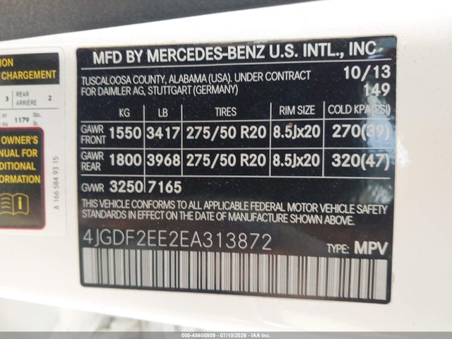 Aukcja sprzedaży 2014 Mercedes-benz Gl 350 Bluetec 4matic, vin: 4JGDF2EE2EA313872, numer aukcji: 45600809