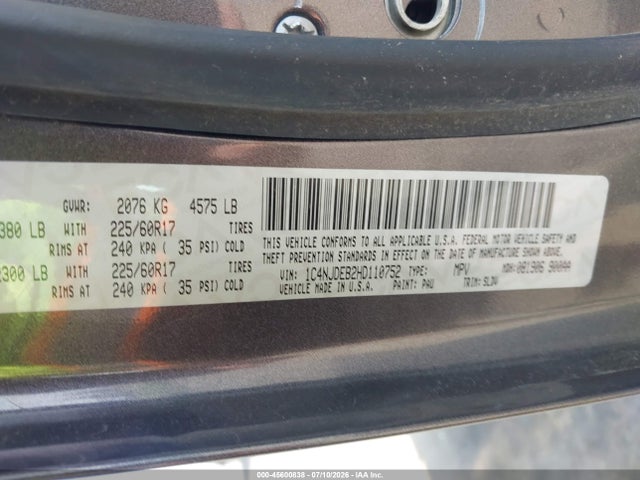 Продажа на аукционе авто 2017 Jeep Compass High Altitude, vin: 1C4NJDEB2HD110752, номер лота: 45600838