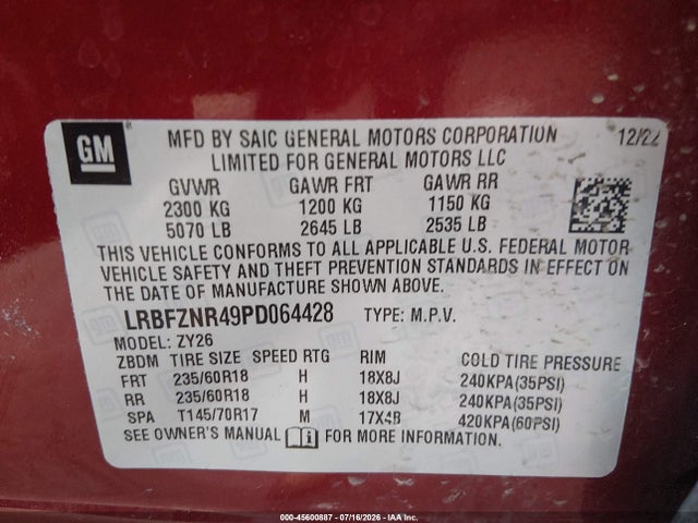 Aukcja sprzedaży 2023 Buick Envision Essence Fwd, vin: LRBFZNR49PD064428, numer aukcji: 45600887