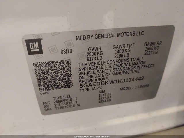 Продаж на аукціоні авто 2019 Buick Enclave Fwd Essence, vin: 5GAERBKW1KJ134443, номер лоту: 45600889