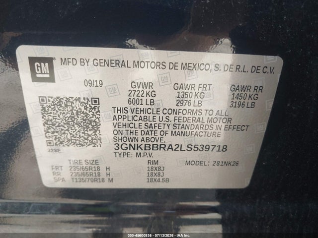 Продажа на аукционе авто 2020 Chevrolet Blazer Fwd 1lt, vin: 3GNKBBRA2LS539718, номер лота: 45600936