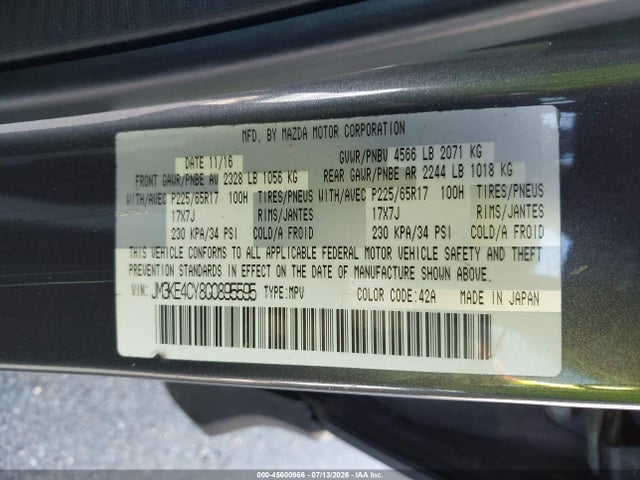 Aukcja sprzedaży 2016 Mazda Cx-5 Touring, vin: JM3KE4CY8G0895595, numer aukcji: 45600966