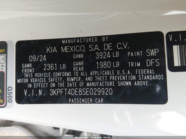 KIA K4 Lxs 2025 3KPFT4DE8SE029920 Image 9