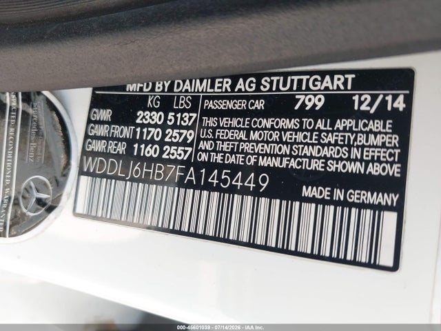 Продаж на аукціоні авто 2015 Mercedes-benz Cls 400 4matic, vin: WDDLJ6HB7FA145449, номер лоту: 45601039