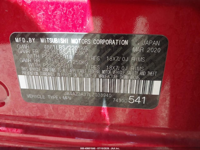 JA4AZ3A37LZ038940 Mitsubishi Outlander Es 2.4 S-awc