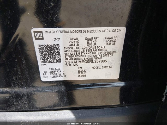 Aukcja sprzedaży 2024 Gmc Terrain Fwd Sle, vin: 3GKALMEG0RL357885, numer aukcji: 45601091