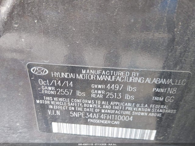 5NPE34AF4FH110004 Hyundai Sonata Sport