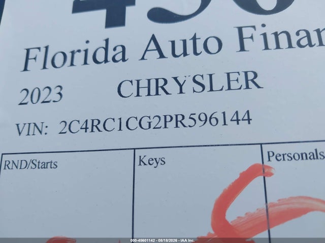 45601142 :رقم المزاد ، 2C4RC1CG2PR596144 vin ، 2023 Chrysler Voyager Lx مزاد بيع