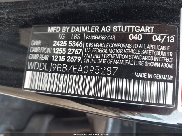 45601158 :رقم المزاد ، WDDLJ9BB7EA095287 vin ، 2014 Mercedes-benz Cls 550 4matic مزاد بيع