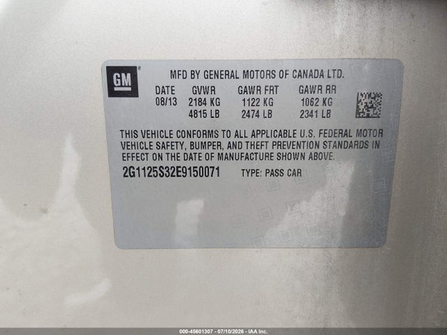Chevrolet Impala 2lt 2014 2G1125S32E9150071 Image 9