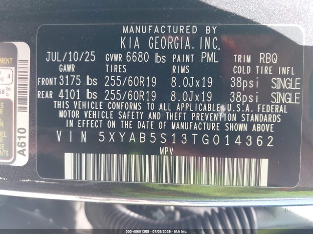 KIA Ev9 Light Long Range 2026 5XYAB5S13TG014362 Image 9