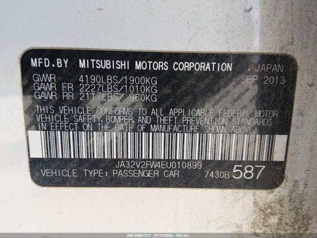 Продажа на аукционе авто 2014 Mitsubishi Lancer Se, vin: JA32V2FW4EU010899, номер лота: 45601317