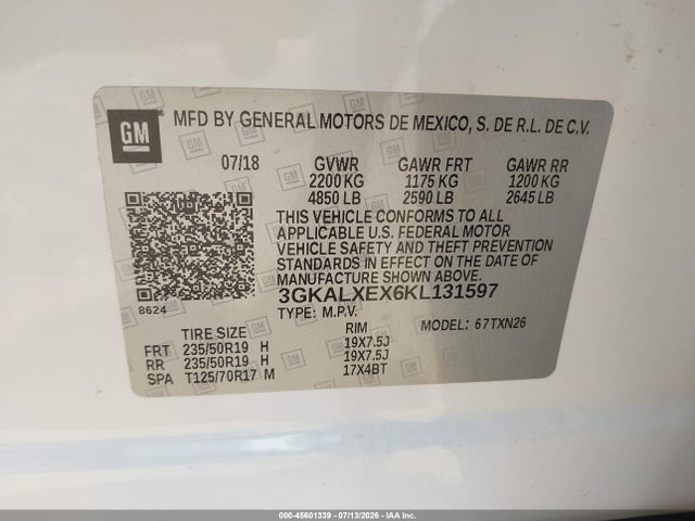 Aukcja sprzedaży 2019 Gmc Terrain Denali, vin: 3GKALXEX6KL131597, numer aukcji: 45601339