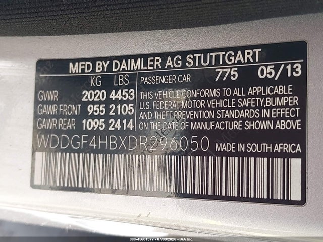 45601377 :رقم المزاد ، WDDGF4HBXDR296050 vin ، 2013 Mercedes-benz C 250 Sport مزاد بيع