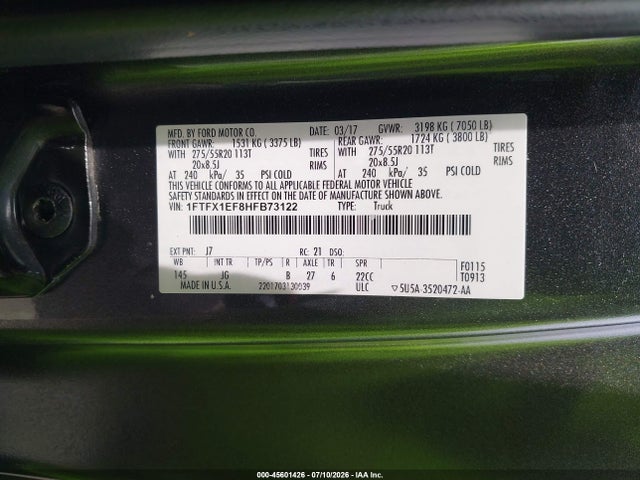Ford F-150 Xl 2017 1FTFX1EF8HFB73122 Image 9
